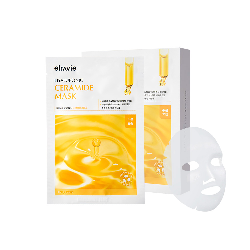 Hộp Mặt nạ cấp ẩm, làm dịu, phụ hồi, tăng hàng rào bảo vệ da Elravie Hyaluronic Cermide Mask