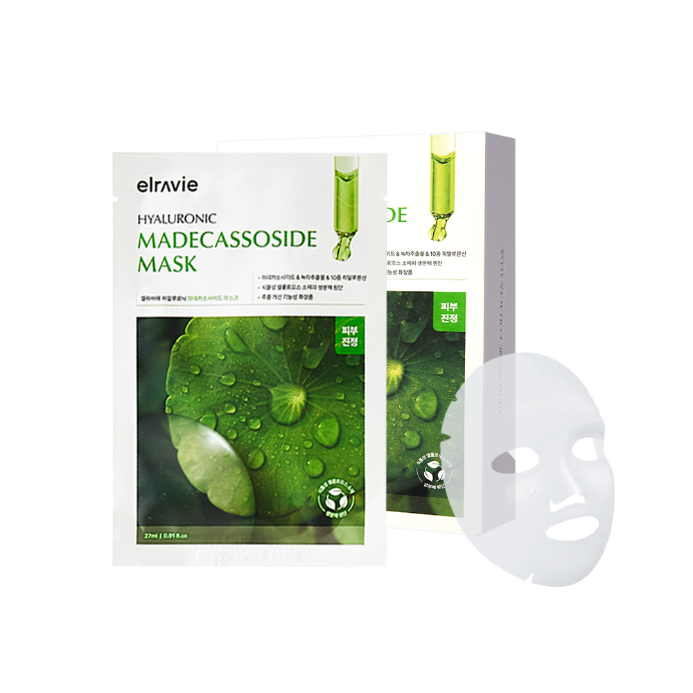 Hộp Mặt nạ cấp ẩm, làm dịu, giảm đỏ, hạ nhiệt độ da Elravie Hyaluronic Madecassoside