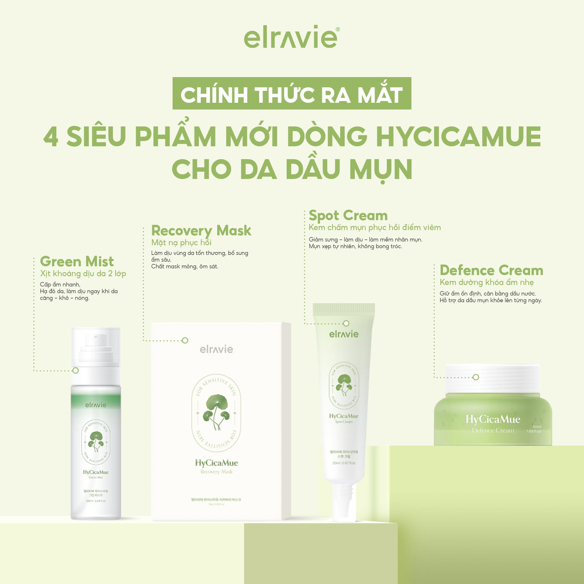Elravie ra mắt 4 "siêu phẩm" mới dòng Hycicamue cho da dầu mụn